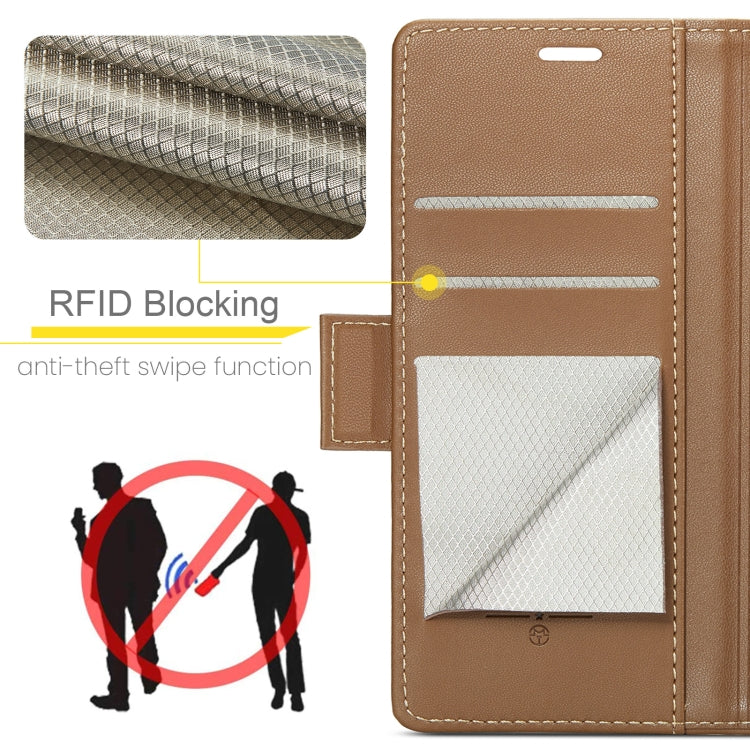 For OPPO Reno12 Pro 5G Global CaseMe 023 Butterfly Buckle Litchi Texture RFID Anti-theft Leather Phone Case(Brown) - Reno12 Pro Cases by CaseMe | Online Shopping UK | buy2fix