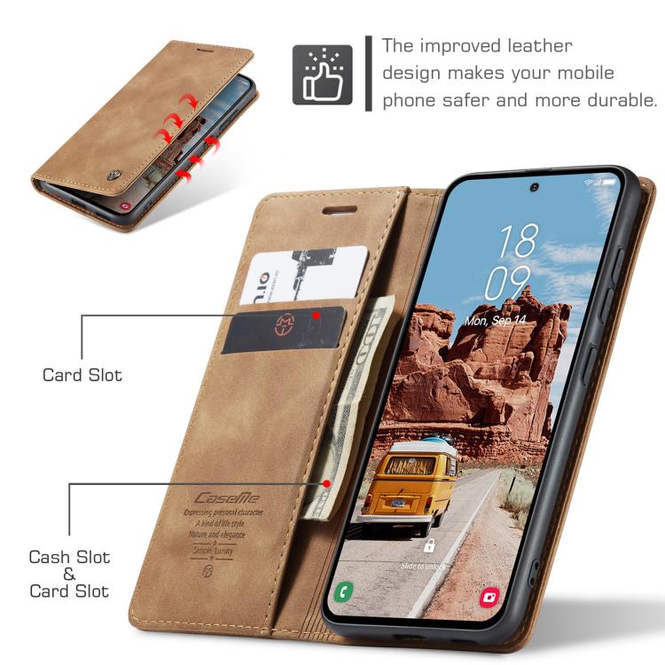 For Samsung Galaxy S25+ 5G CaseMe 013 Multifunctional Horizontal Flip Leather Phone Case(Brown) - Galaxy S25+ 5G Cases by CaseMe | Online Shopping UK | buy2fix