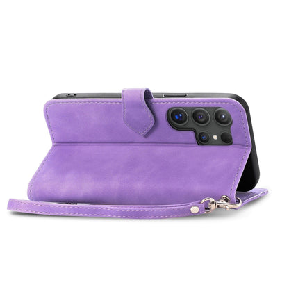 For Samsung Galaxy S25 Ultra 5G Embossed Flower Zipper Leather Phone Case(Purple) - Galaxy S25 Ultra 5G Cases by buy2fix | Online Shopping UK | buy2fix