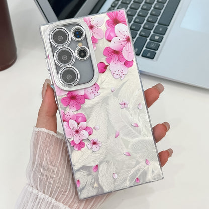 For Samsung Galaxy S25 Ultra 5G Electroplating Flowers Plants Texture TPU Phone Case(Peach Blossom FL18) - Galaxy S25 Ultra 5G Cases by buy2fix | Online Shopping UK | buy2fix