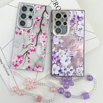 For Samsung Galaxy S25 Ultra 5G Electroplating Flowers Plants Texture Wristband TPU Phone Case(Colorful Peony FL10) - Galaxy S25 Ultra 5G Cases by buy2fix | Online Shopping UK | buy2fix