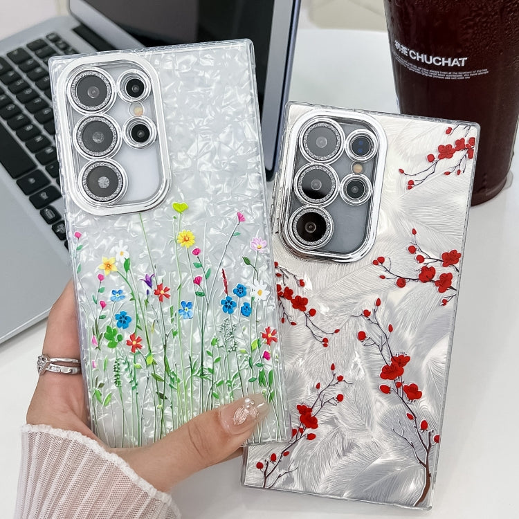 For Samsung Galaxy S25 5G Electroplating Flower Texture TPU Phone Case(Wild Chrysanthemum SH5) - Galaxy S25 5G Cases by buy2fix | Online Shopping UK | buy2fix