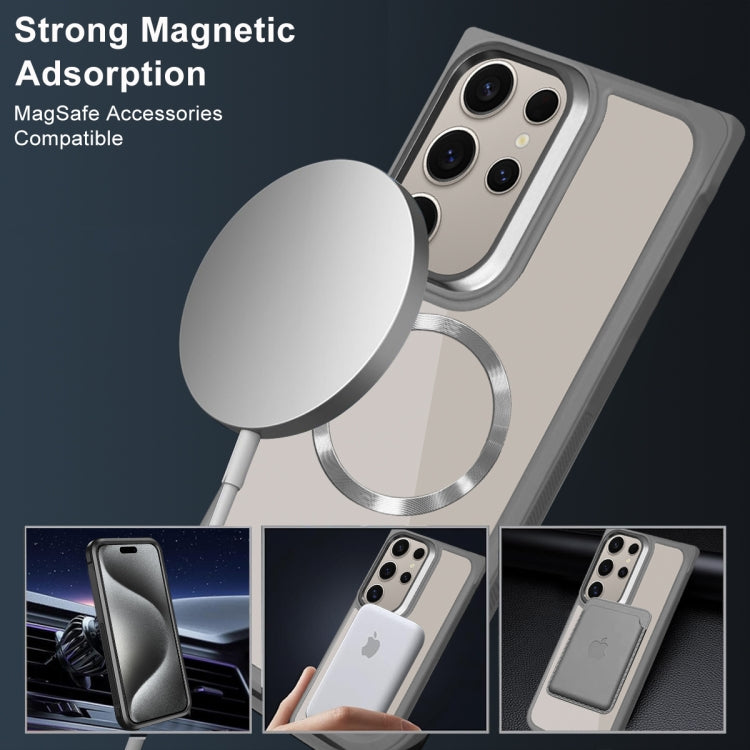 For Samsung Galaxy S25+ 5G Plated CD Texture MagSafe Acrylic Hybrid TPU Phone Case(Black) - Galaxy S25+ 5G Cases by buy2fix | Online Shopping UK | buy2fix