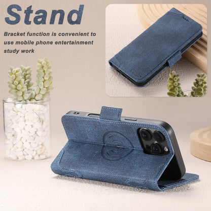 For iPhone 16 Pro Max Suteni J07 Multi-functional Horizontal MagSafe Denim Leather Phone Case(Blue) - iPhone 16 Pro Max Cases by Suteni | Online Shopping UK | buy2fix