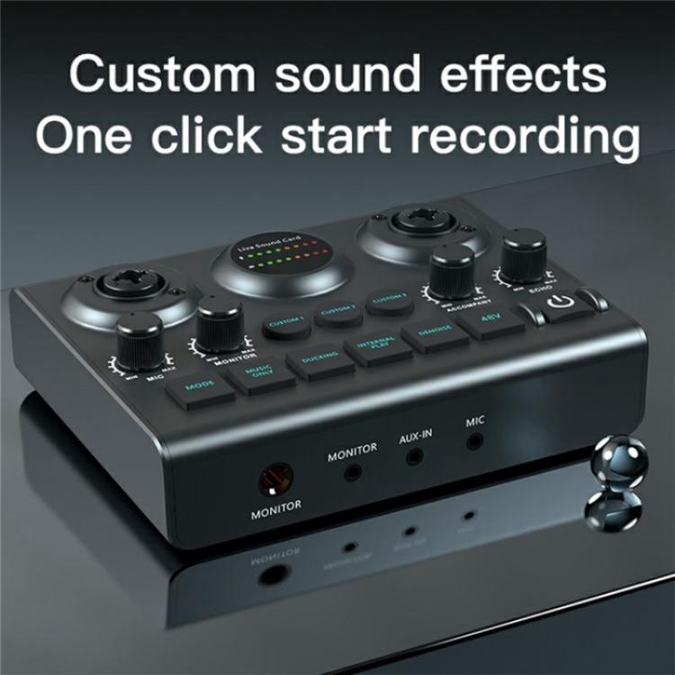 F10 48V Live Streaming Sound Card Audio Mixer Phantom Power Mixer - Live Sound Effects Processors by buy2fix | Online Shopping UK | buy2fix