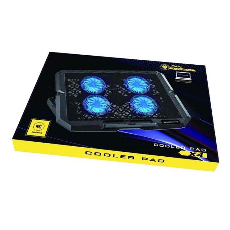 X4 4 Fan 7-Speed Control Noiseless Height Adjustable Stand Laptop Cooling Pad - Cooling Pads by buy2fix | Online Shopping UK | buy2fix