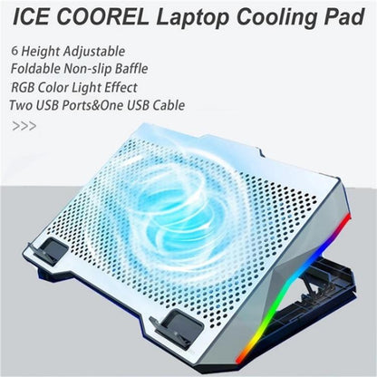 S601 RGB Light Notebook Cooler Adjustable Height Gaming Laptop Cooling Pad - Cooling Pads by buy2fix | Online Shopping UK | buy2fix