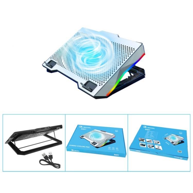 S601 RGB Light Notebook Cooler Adjustable Height Gaming Laptop Cooling Pad - Cooling Pads by buy2fix | Online Shopping UK | buy2fix