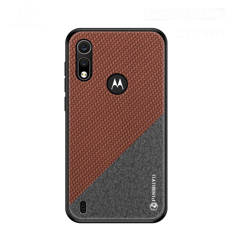 PINWUYO Hong Series Anti-fall TPU+ Chemical Fiber Cloth Protective Cover for Moto P40 play(Brown) - Motorola Cases by PINWUYO | Online Shopping UK | buy2fix