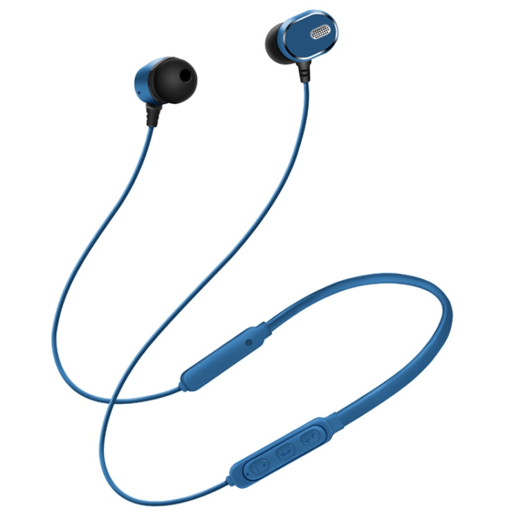 DM-22 Magnetic Bluetooth Earphone DM-22 Neckband Sport headset with Mic Wireless Handsfree Earphoness(Blue) - Neck-mounted Earphone by buy2fix | Online Shopping UK | buy2fix