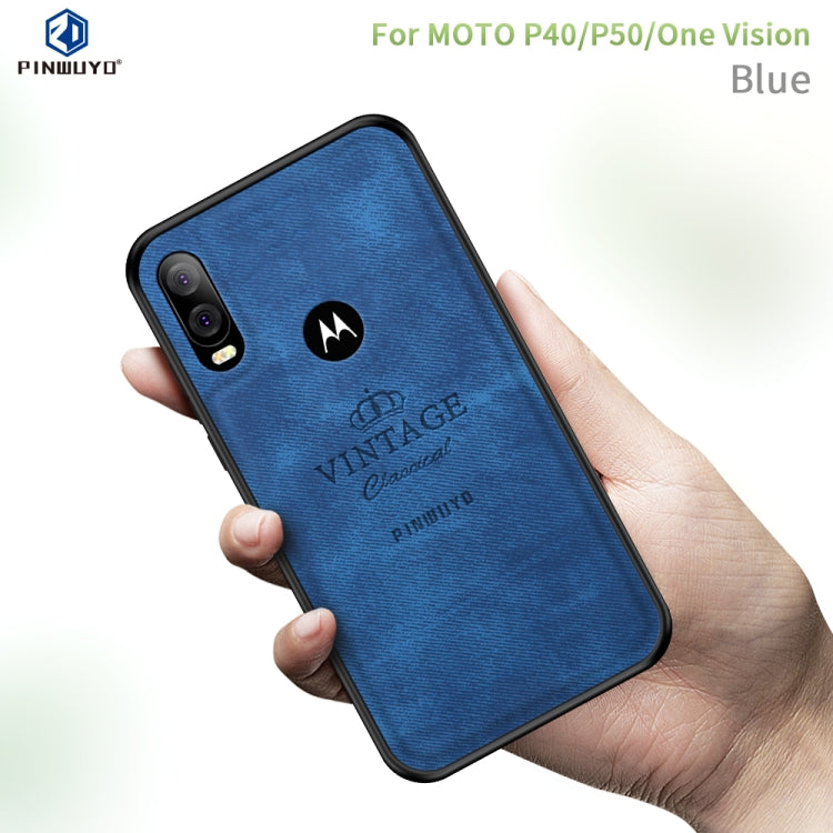 PINWUYO Shockproof Waterproof Full Coverage PC + TPU + Skin Protective Case for Motorola Moto P40 / P50 / One Vision(Blue) - Motorola Cases by PINWUYO | Online Shopping UK | buy2fix