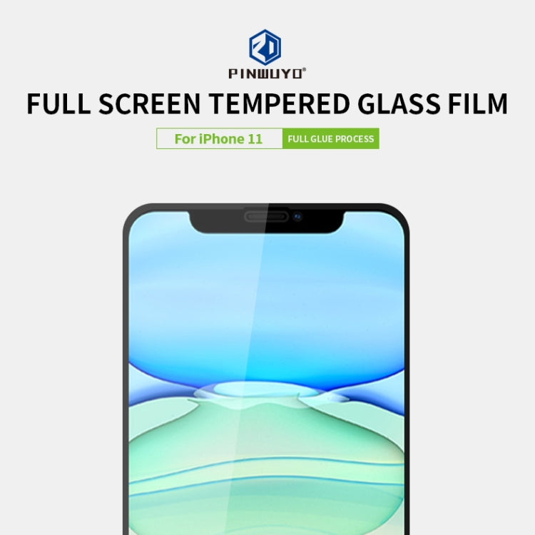 For iPhone 11 PINWUYO 9H 2.5D Full Screen Tempered Glass Film(Black) - iPhone 11 Tempered Glass by PINWUYO | Online Shopping UK | buy2fix