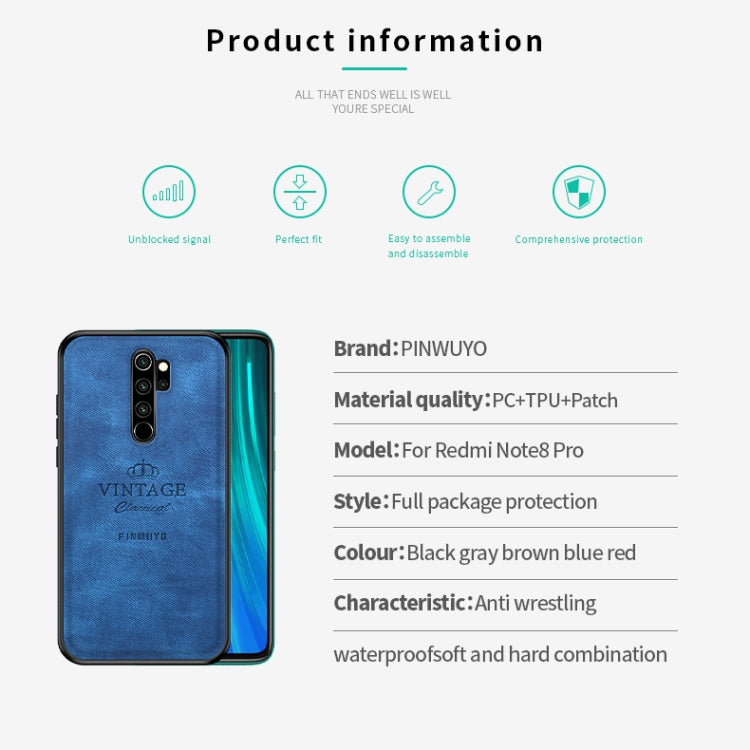 For Xiaomi RedMi Note 8 Pro PINWUYO Zun Series PC + TPU + Skin Waterproof And Anti-fall All-inclusive Protective Shell(Blue) - Xiaomi Cases by PINWUYO | Online Shopping UK | buy2fix