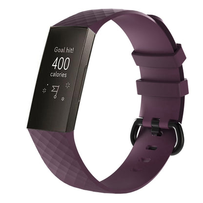 Diamond Pattern Silicone Watch Band for Fitbit Charge 4 Large Size:210*18mm(Dark Purple) - Watch Bands by buy2fix | Online Shopping UK | buy2fix