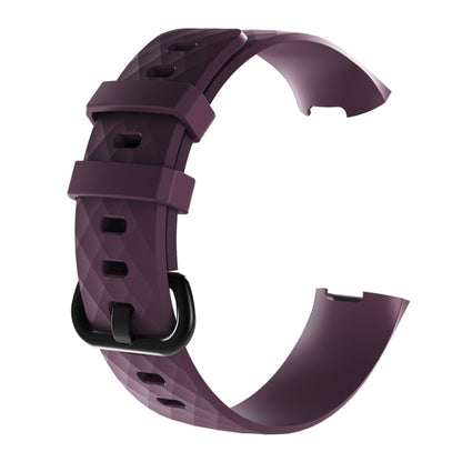 Diamond Pattern Silicone Watch Band for Fitbit Charge 4 Large Size:210*18mm(Dark Purple) - Watch Bands by buy2fix | Online Shopping UK | buy2fix