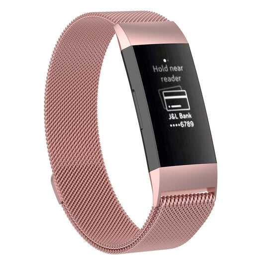 Stainless Steel Magnet Watch Band for FITBIT Charge 4 / 3 ，Small Size: 190x18mm(Rose Gold) - Watch Bands by buy2fix | Online Shopping UK | buy2fix