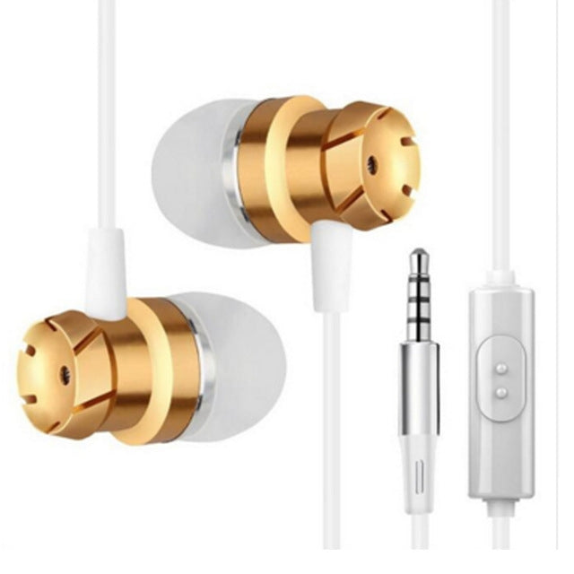 3.5mm Wired Headphones Handsfree Headset In Ear Earphone Earbuds with Mic for Xiaomi Phone MP3 Player Laptop(Gold) - In Ear Wired Earphone by buy2fix | Online Shopping UK | buy2fix