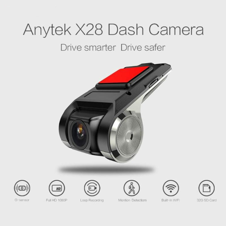 Anytek X28 Mini Car DVR Camera Full HD 1080P Auto Digital Video Recorder DVRs ADAS Camcorder G-sensor Dash Cam Wifi GPS Dashcam - Car DVRs by buy2fix | Online Shopping UK | buy2fix