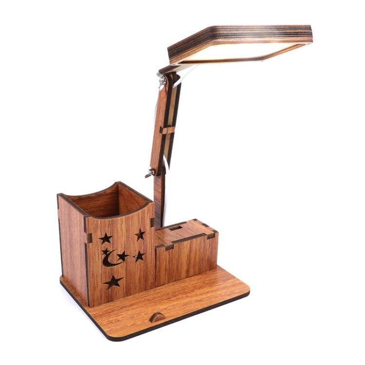 Wooden Multi-function Touch USB Pen Holder Desk Lamp Student Desktop Charging Reading Lamp Led Eye Protection Table Lamp, Style:USB Charging Built-in Battery(Red) - Desk Lamps by buy2fix | Online Shopping UK | buy2fix