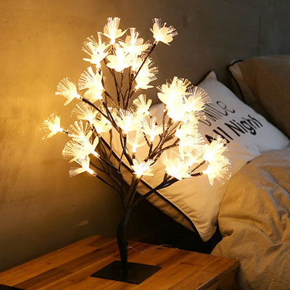 24 Lights Cherry Tree Lamp Table Lamp Room Layout Decoration Creative Bedside Night Light Gift, Style:Fiber Optic Black tree - Holiday Lights by buy2fix | Online Shopping UK | buy2fix