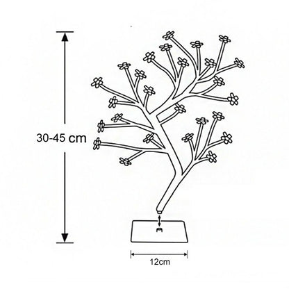 24 Lights Cherry Tree Lamp Table Lamp Room Layout Decoration Creative Bedside Night Light Gift, Style:Fiber Optic Black tree - Holiday Lights by buy2fix | Online Shopping UK | buy2fix