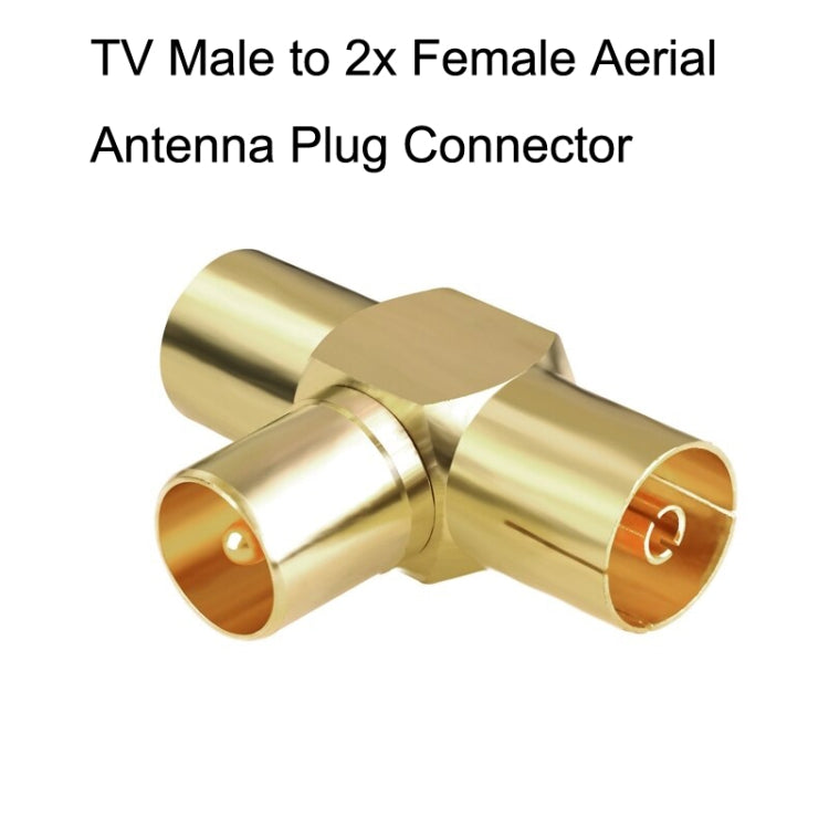 TV Male to 2x Female Aerial Antenna Plug Connector Coaxial Cable Adapter - Connector by buy2fix | Online Shopping UK | buy2fix