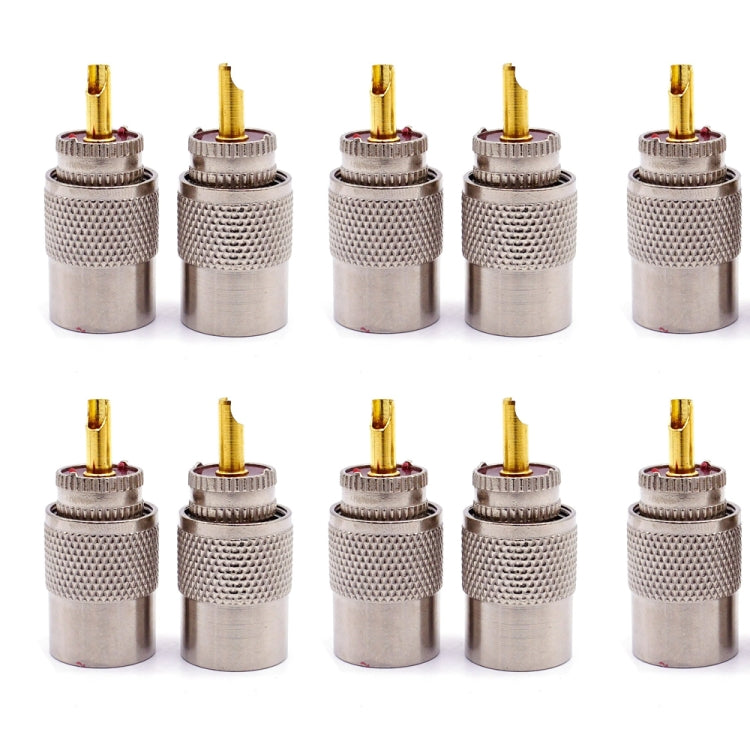 10pcs UHF Male PL259 Connector RG8 / RG58 Cable Lug Antenna Connector - Connector by buy2fix | Online Shopping UK | buy2fix