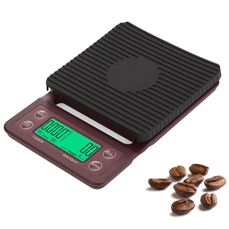 Hand Punch Coffee Scales Timing Electronic Timer Scale Kitchen Scales, Model:3kg/0.1g(Wine Red) - Kitchen Scales by buy2fix | Online Shopping UK | buy2fix