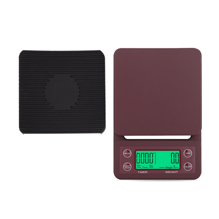 Hand Punch Coffee Scales Timing Electronic Timer Scale Kitchen Scales, Model:3kg/0.1g(Wine Red) - Kitchen Scales by buy2fix | Online Shopping UK | buy2fix