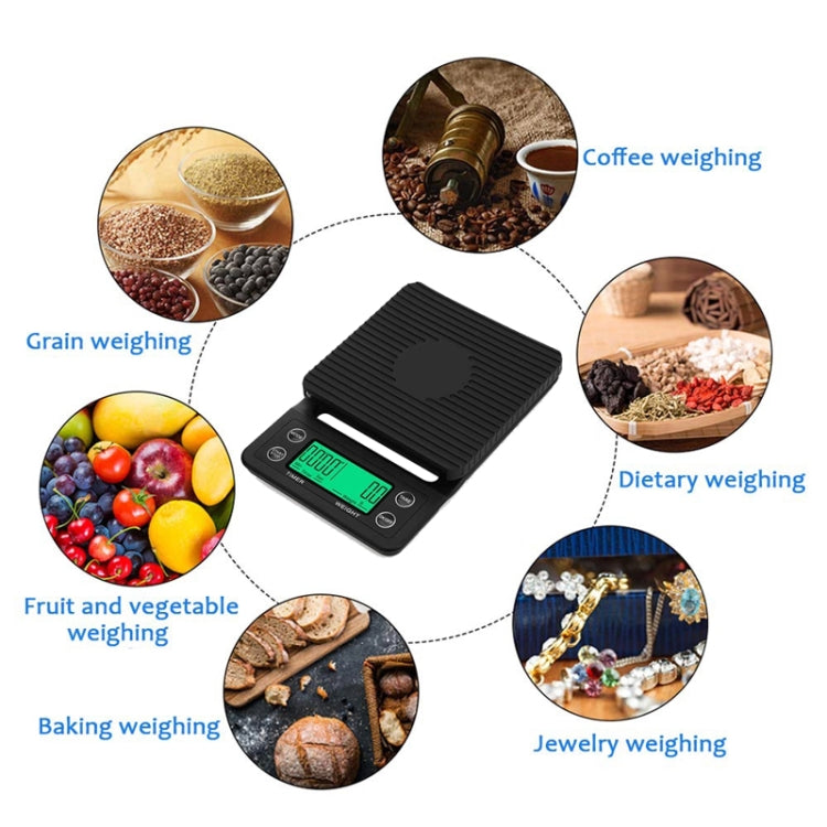 Hand Punch Coffee Scales Timing Electronic Timer Scale Kitchen Scales, Model:3kg/0.1g(Wine Red) - Kitchen Scales by buy2fix | Online Shopping UK | buy2fix