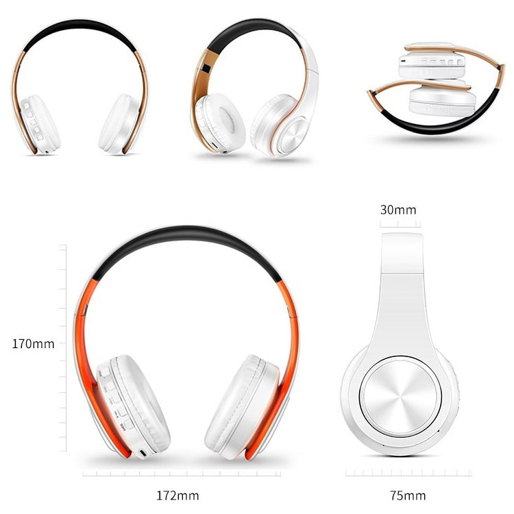 LPT660 Foldable Stereo Bluetooth Headset MP3 Player, Support 32GB TF Card & 3.5mm AUX(White Gold) - Headset & Headphone by buy2fix | Online Shopping UK | buy2fix