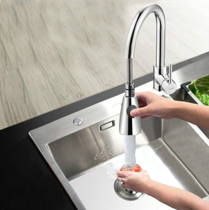 Kitchen Pull-out Faucet Hot And Cold Home 304 Stainless Steel Retractable Rotating Faucet, Style:Copper Plating + Water Stop - Faucets & Accessories by buy2fix | Online Shopping UK | buy2fix