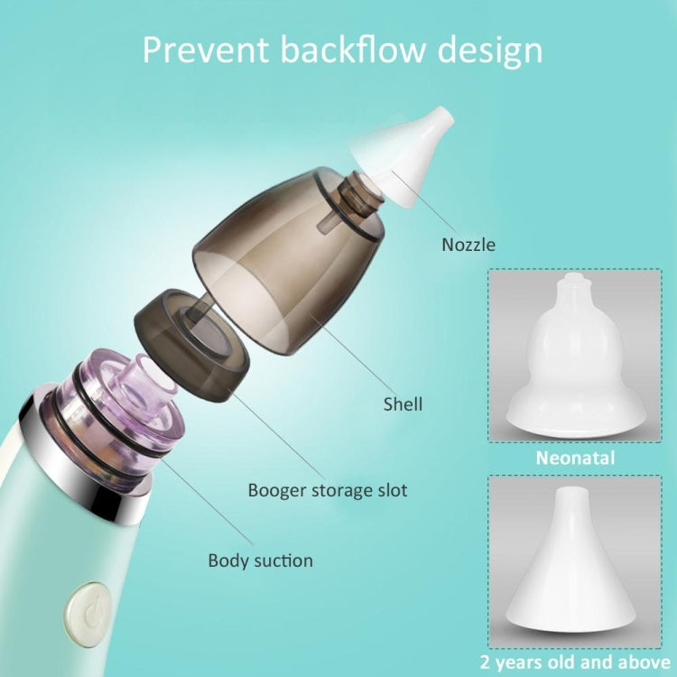 Baby Nasal Aspirator Electric Safe Hygienic Nose Cleaner With 2 Sizes Of Nose Tips And Oral Snot Sucker for Newborns Boy Girls(Green) - Baby Care by buy2fix | Online Shopping UK | buy2fix