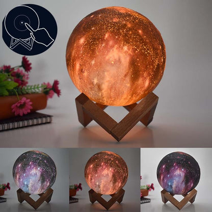 1W 3D Moon Lamp Children Gift Table Lamp Painted Starry Sky LED Night Light, Light color: 15cm Touch Control 3-colors - Night Lights by buy2fix | Online Shopping UK | buy2fix