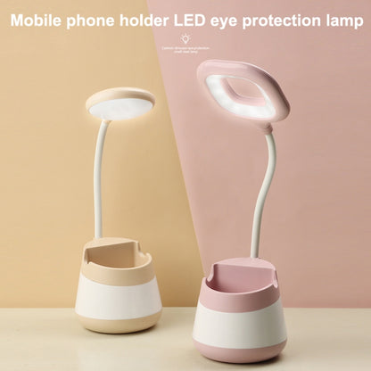 USB Charging LED Desk Light Eye Protection Lamp with Pen Holder and Phone Holder(CS276-3 Black) - Desk Lamps by buy2fix | Online Shopping UK | buy2fix