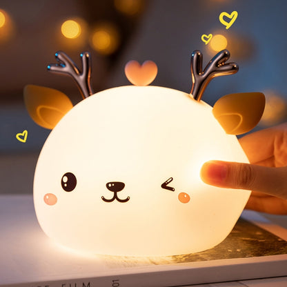 Cute Deer Silicone Pat Light Bedroom Colorful Night Light - Night Lights by buy2fix | Online Shopping UK | buy2fix