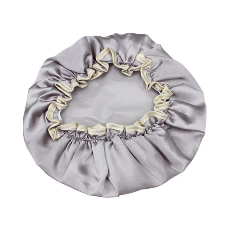 Lovely Thick Women Satin Colorful Double Waterproof Hair Cover Bathing Cap(Grey) - Bath Supplies by buy2fix | Online Shopping UK | buy2fix