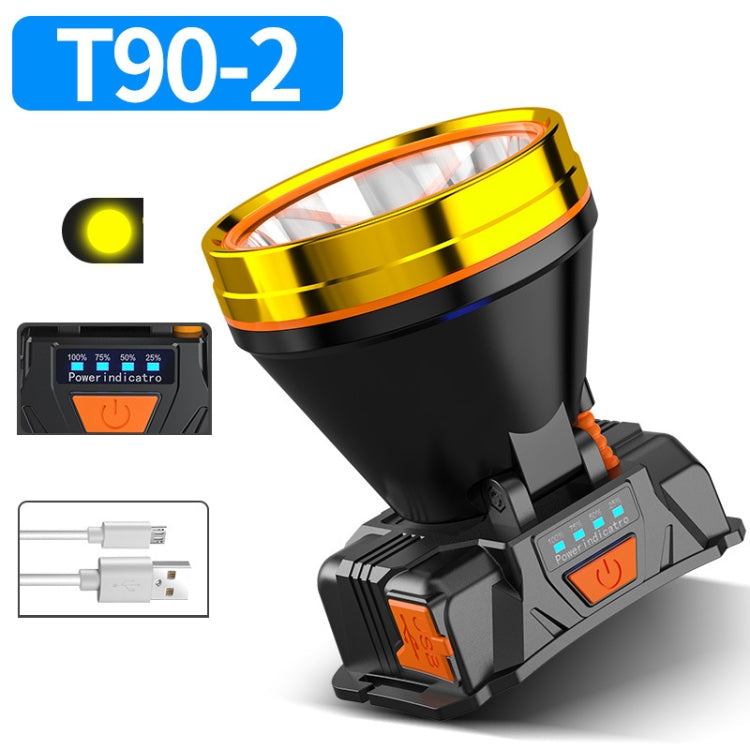 LED Night Fishing Charge Head Light Outdoor Camping Fishing Miner Light Searchlight Head-Mounted Flashlight With Charge Display, Colour: 40 Lamp Beads Yellow Light - Headlamp by buy2fix | Online Shopping UK | buy2fix