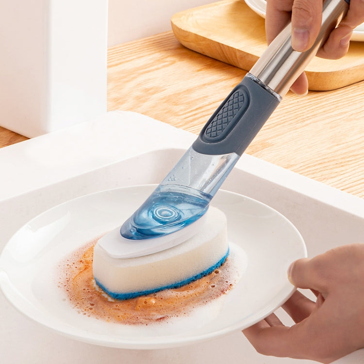 Kitchen Oil Dirty Pan Brush Can Add Detergent Sponge Brush Long Handle Cleaning Brush(Blue) - Cleaning Tools by buy2fix | Online Shopping UK | buy2fix