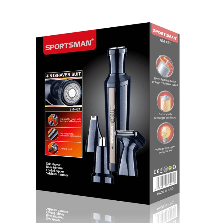Sportsman SM-421 4 In 1 Electric Mini Shaving Lettering Hair Knife Nose Hair Cutting EU Plug(Gray) - Electric Shavers by SPORTSMAN | Online Shopping UK | buy2fix