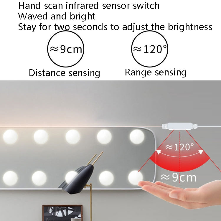 LED Makeup Mirror Light Beauty Fill Light Hand Sweep Sensor Mirror Front Light, Power source: 2 Bulbs(Natural White) - Sensor LED Lights by buy2fix | Online Shopping UK | buy2fix