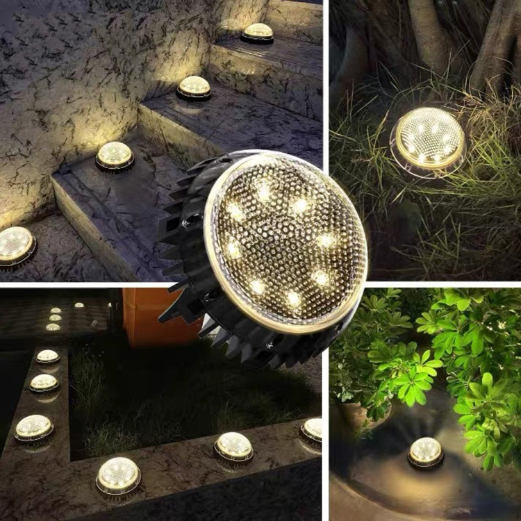 8 LEDs Solar Circular Underground Light Outdoor Waterproof Lawn Stair Light, Light Color: White Light - Buried Lights by buy2fix | Online Shopping UK | buy2fix