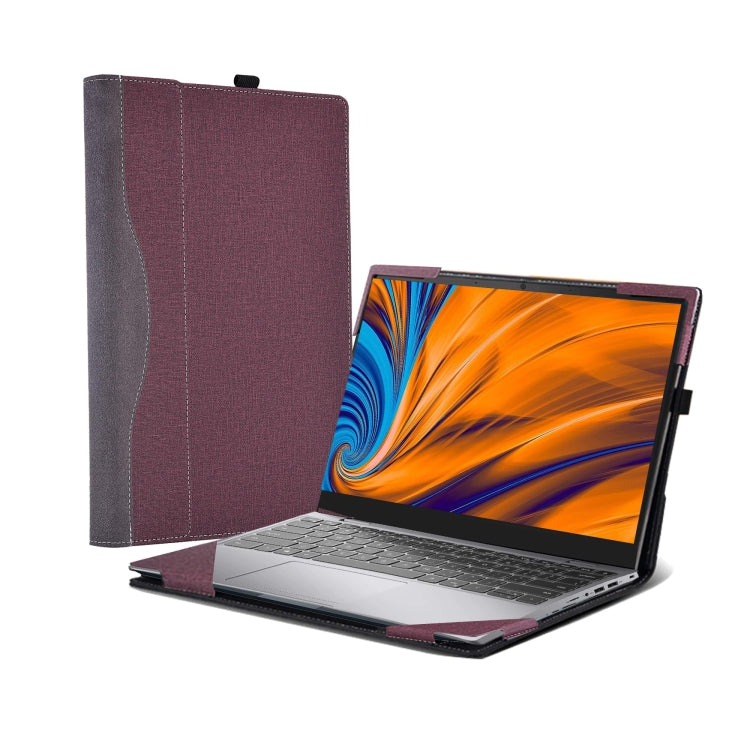 For Samsung Galaxy Book 4 Ultra 16 Inch Leather Laptop Anti-Fall Protective Case(Wine Red) - 15.6 - 17 inch by buy2fix | Online Shopping UK | buy2fix