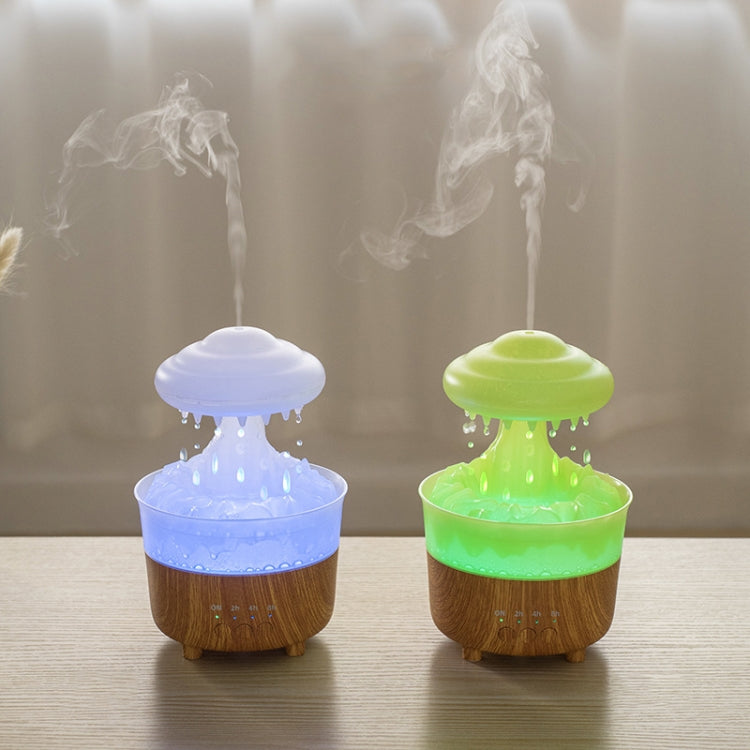 V50 Desktop Colorful Night Light Humidifier Wood Grain Water Drop Aroma Diffuser, Spec: US Plug(Green) - Air Purifiers & Accessories by buy2fix | Online Shopping UK | buy2fix