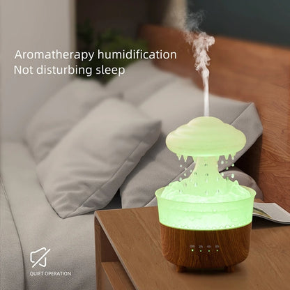 V50 Desktop Colorful Night Light Humidifier Wood Grain Water Drop Aroma Diffuser, Spec: US Plug(Green) - Air Purifiers & Accessories by buy2fix | Online Shopping UK | buy2fix