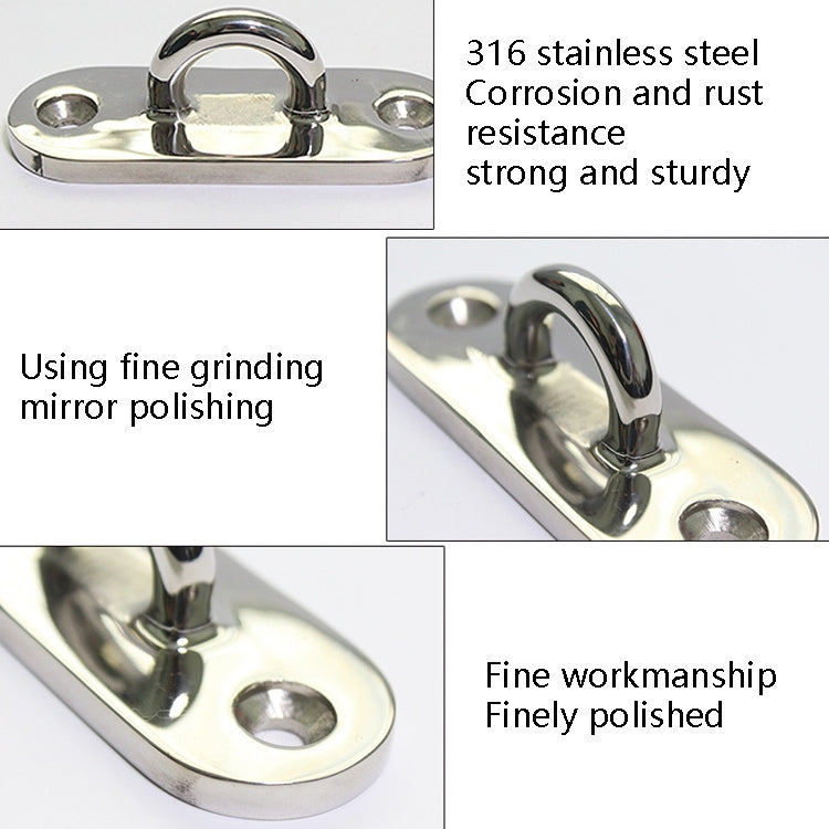 316 Stainless Steel Oval Boat Plate Seat Hand Rowing Boat Fixed Seat Accessories, Specification: 100mm - Marine Accessories & Parts by buy2fix | Online Shopping UK | buy2fix