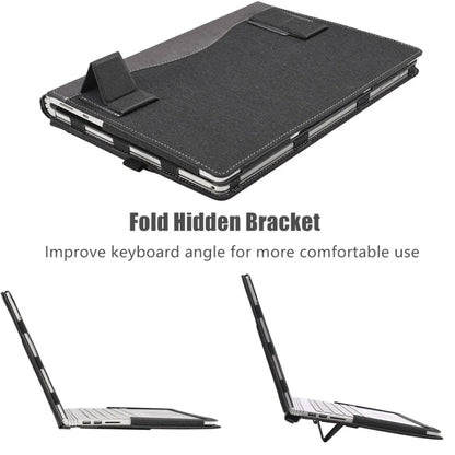 For Samsung Galaxy Book Flex 2020 13.3 Inch Leather Laptop Anti-Fall Protective Case With Stand(Black) - 13.3 inch by buy2fix | Online Shopping UK | buy2fix