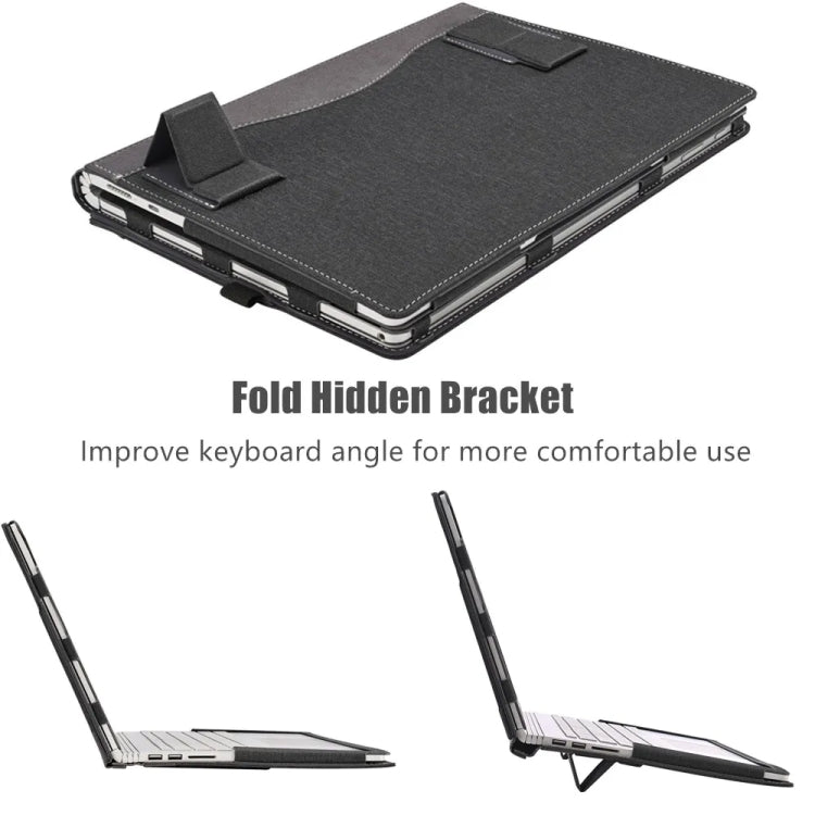 For Samsung Galaxy Book 2 Pro 13.3 Inch Leather Laptop Anti-Fall Protective Case With Stand(Black) - 13.3 inch by buy2fix | Online Shopping UK | buy2fix