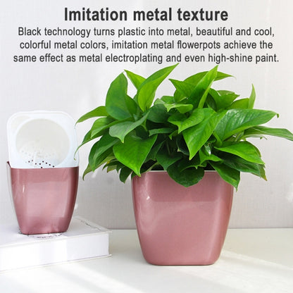 Imitation Metal Colorful Water Storage Plastic Flowerpot, Size: G105 Small Pot(Square Silver Grey) - Flower Pots & Planters by buy2fix | Online Shopping UK | buy2fix