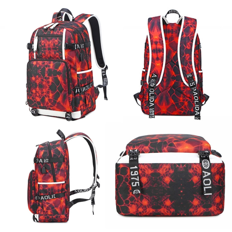 6101-5 Printed Backpack Large Capacity Computer Backpack Waterproof Student School Bag(Geometric Red) - Double-shoulder Bags by buy2fix | Online Shopping UK | buy2fix